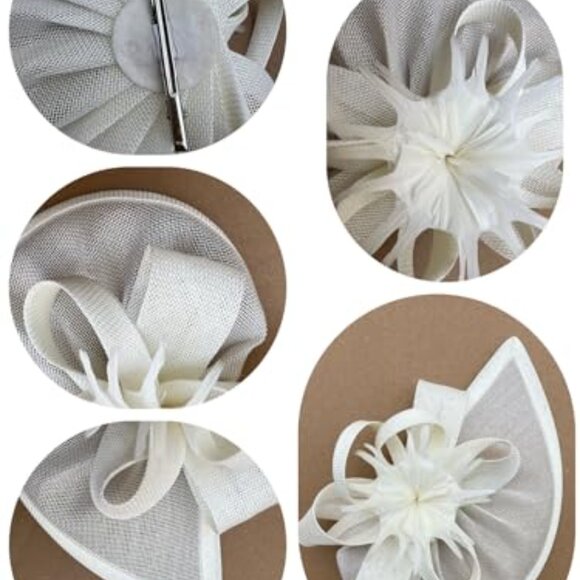 Elegant Feather Fascinator Hat Vintage Inspired Wedding Party Cocktail Accessory main image 6